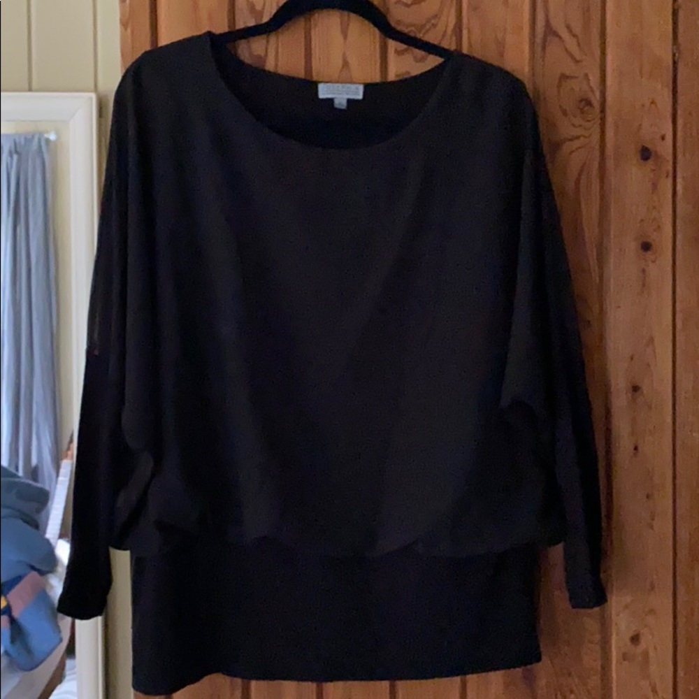 Joseph A. Dolman Sleeve Chiffon Top w/ Banded Hem